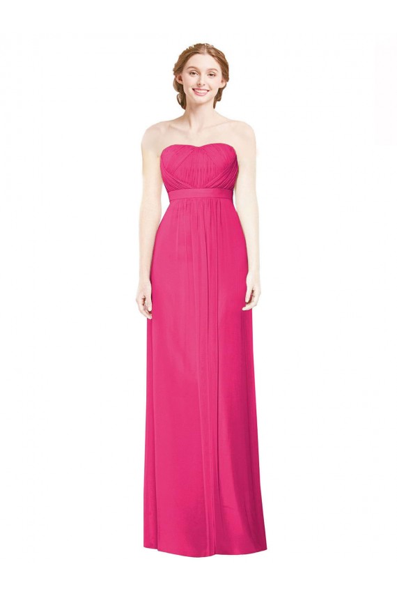 Full Length Strapless Long Chiffon Dress with Waistband Brisbane
