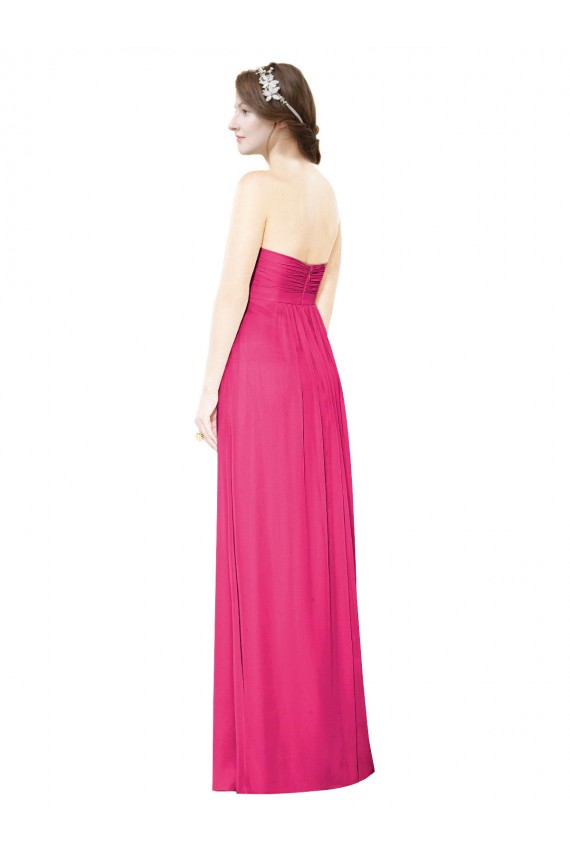 Full Length Strapless Long Chiffon Dress with Waistband Brisbane