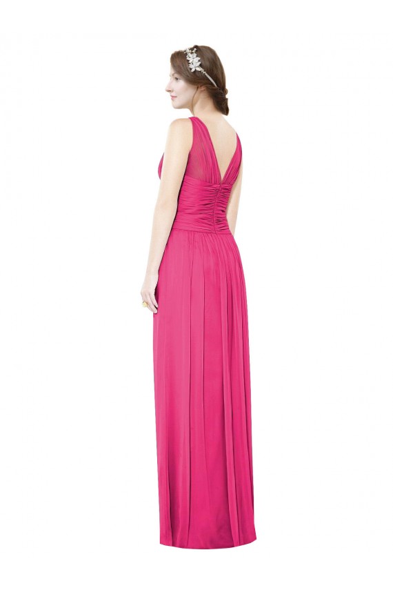 Sleeveless V-Neck Long Chiffon Bridesmaid Dress with V-Back Brisbane