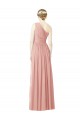 One Shoulder Long Chiffon Bridesmaid Dress with Shirred Waistband Brisbane