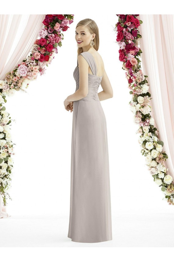 Full Length Lux Chiffon Dress with Draped Bodice And Shirred Straps Brisbane