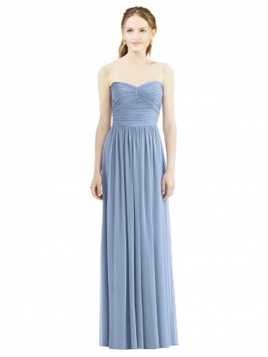 Strapless Long Chiffon Dress with Sweetheart Neckline And Draped Bodice Brisbane