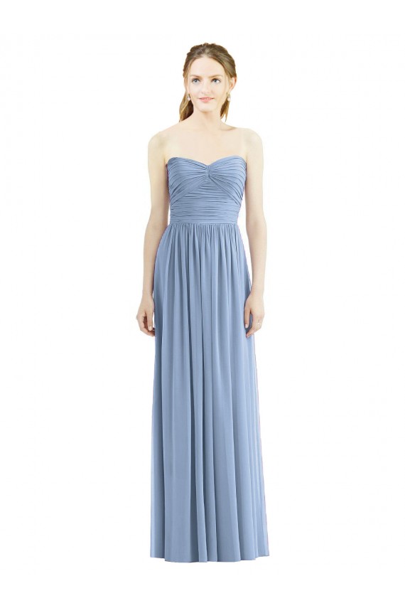 Strapless Long Chiffon Dress with Sweetheart Neckline And Draped Bodice Brisbane