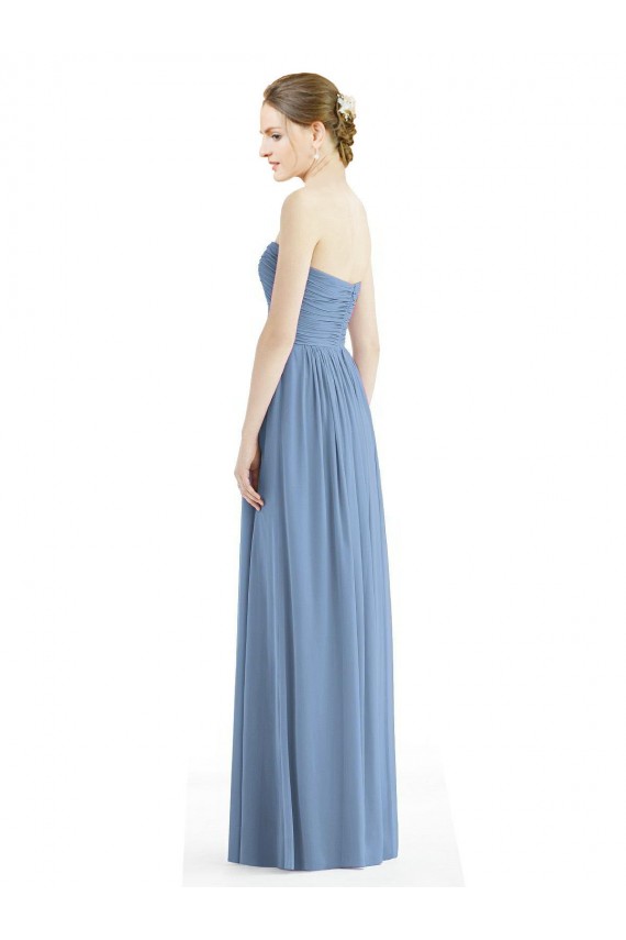 Strapless Long Chiffon Dress with Sweetheart Neckline And Draped Bodice Brisbane