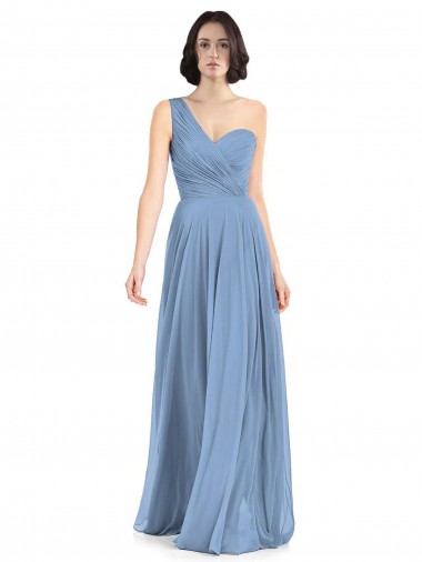 One Shoulder Long Chiffon Bridesmaid Dress with Sweetheart Bodice Brisbane