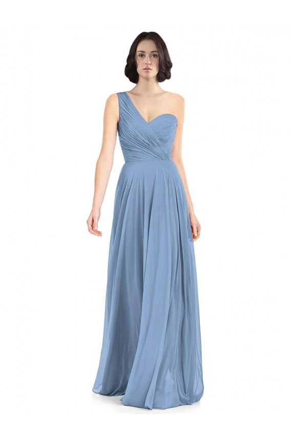 One Shoulder Long Chiffon Bridesmaid Dress with Sweetheart Bodice Brisbane