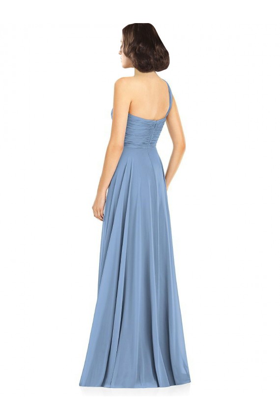One Shoulder Long Chiffon Bridesmaid Dress with Sweetheart Bodice Brisbane
