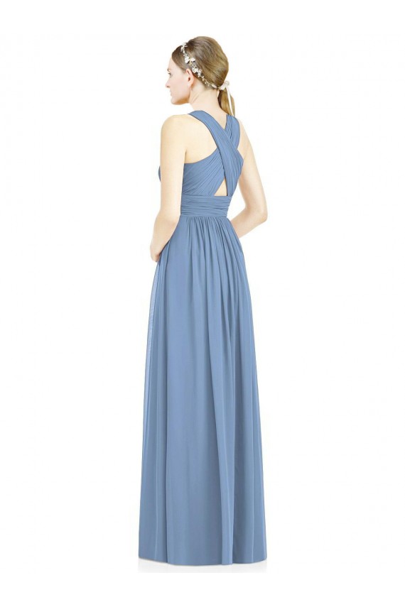 Sleeveless Cross Strap Back Chiffon Bridesmaid Dress Brisbane