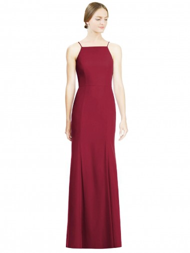 High Square Trumpet Chiffon Bridesmaid Dress with Lace-Up Open Back Brisbane