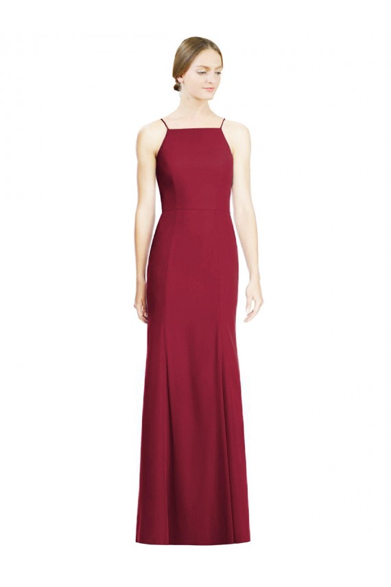 High Square Trumpet Chiffon Bridesmaid Dress with Lace-Up Open Back Brisbane