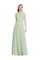 Open Back Halter Chiffon Bridesmaid Dress with Flowy Bow Brisbane