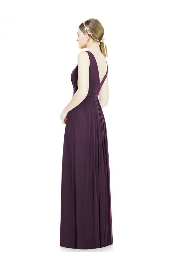 V-Neckline Sleevelss Full Length Chiffon Bridesmaid Dress Brisbane