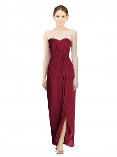 Strapless Sweetheart Long Chiffon Bridesmaid Dress Brisbane