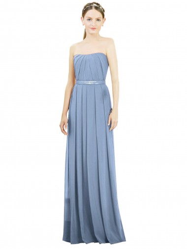 V-Pleat Chiffon Full-Length Strapless Bridesmaid Dress Brisbane