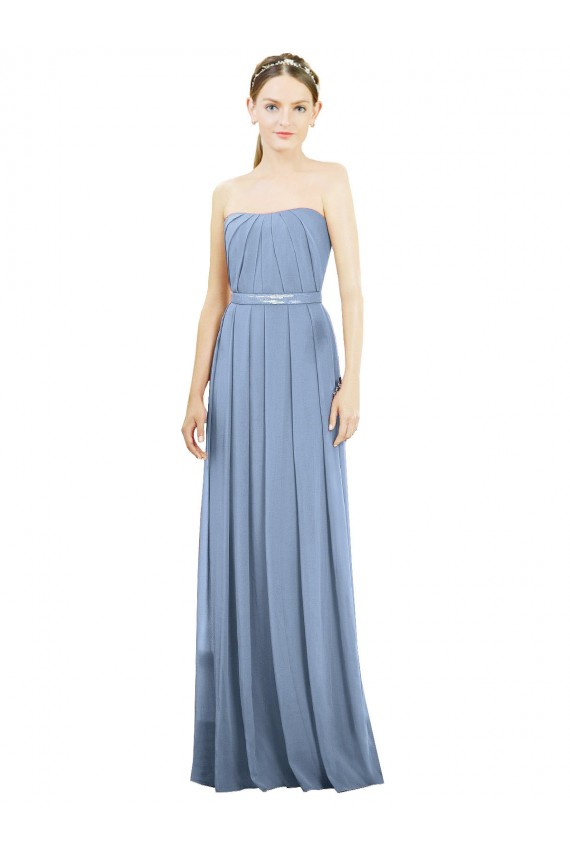 V-Pleat Chiffon Full-Length Strapless Bridesmaid Dress Brisbane