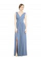 Sleeveless Draped Chiffon Maxi Bridesmaid Dress with Front Slit Brisbane