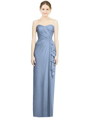 Strapless Full-Length Chiffon Bridesmaid Dress with Front Slit Brisbane