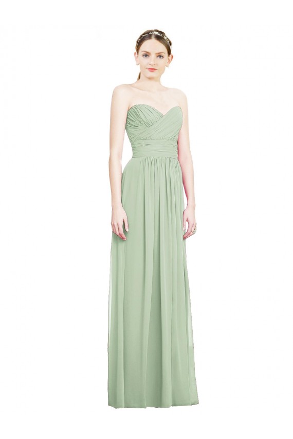 Crisscross Draped Full Length Strapless Chiffon Bridesmaid Dress Brisbane