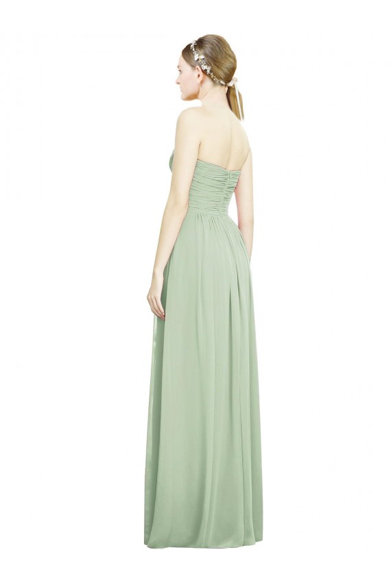 Crisscross Draped Full Length Strapless Chiffon Bridesmaid Dress Brisbane