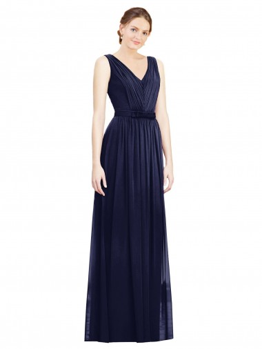 Full-Length V-Neck Lux Chiffon Bridesmaid Dress with V-Back Brisbane
