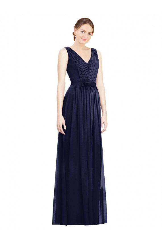 Full-Length V-Neck Lux Chiffon Bridesmaid Dress with V-Back Brisbane