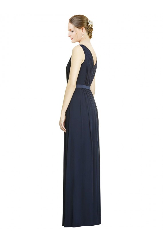 Full-Length V-Neck Lux Chiffon Bridesmaid Dress with V-Back Brisbane
