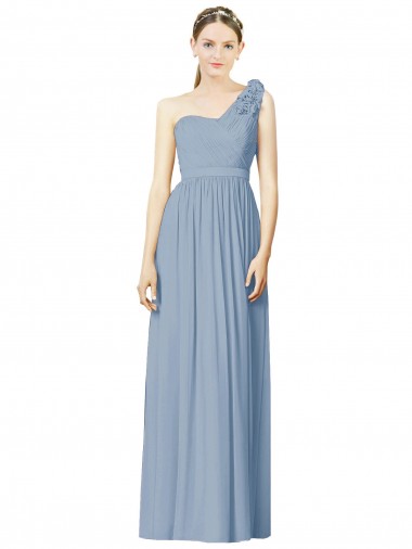 Flower Shoulder Draped One Shoulder Chiffon Bridesmaid Dress Brisbane