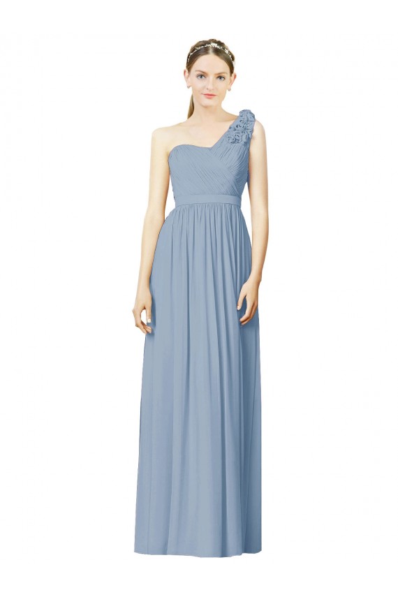 Flower Shoulder Draped One Shoulder Chiffon Bridesmaid Dress Brisbane