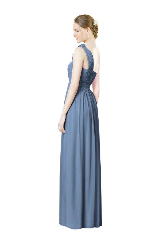 Flower Shoulder Draped One Shoulder Chiffon Bridesmaid Dress Brisbane