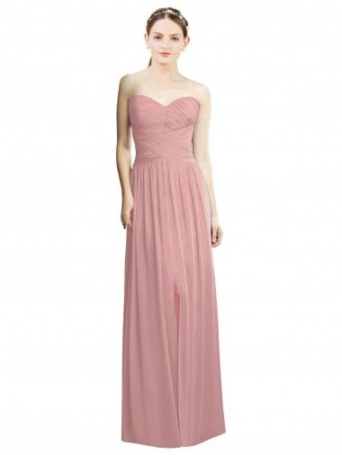 Crossover Draped Sweetheart Chiffon Formal Bridesmaid Dress with Front Slit Brisbane
