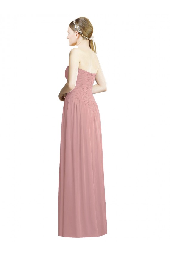 Crossover Draped Sweetheart Chiffon Formal Bridesmaid Dress with Front Slit Brisbane