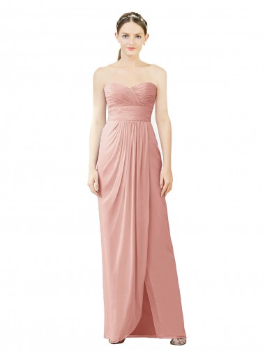 Strapless Sweetheart Long Chiffon Wrap Bridesmaid Dress Brisbane