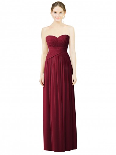 Draped Full Length Strapless Chiffon Bridesmaid Dress Brisbane