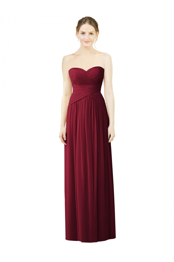 Draped Full Length Strapless Chiffon Bridesmaid Dress Brisbane
