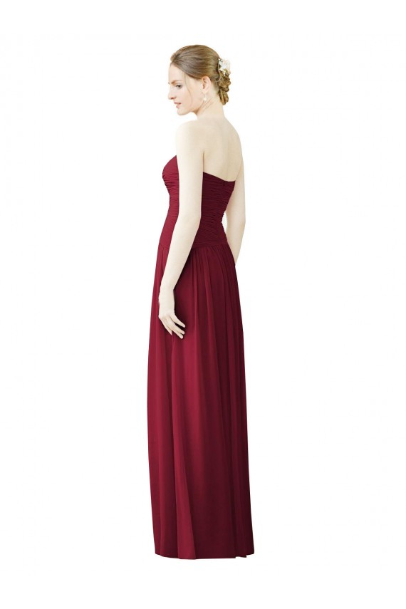 Draped Full Length Strapless Chiffon Bridesmaid Dress Brisbane