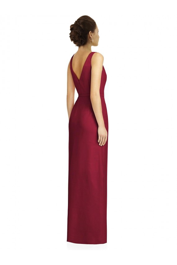 Draped V-Neck Cocktail Length Chiffon Bridesmaid Dress Brisbane