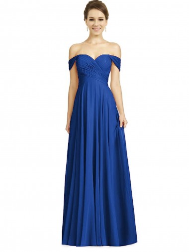 Off the Shoulder Draped Chiffon Maxi Bridesmaid Dress Brisbane