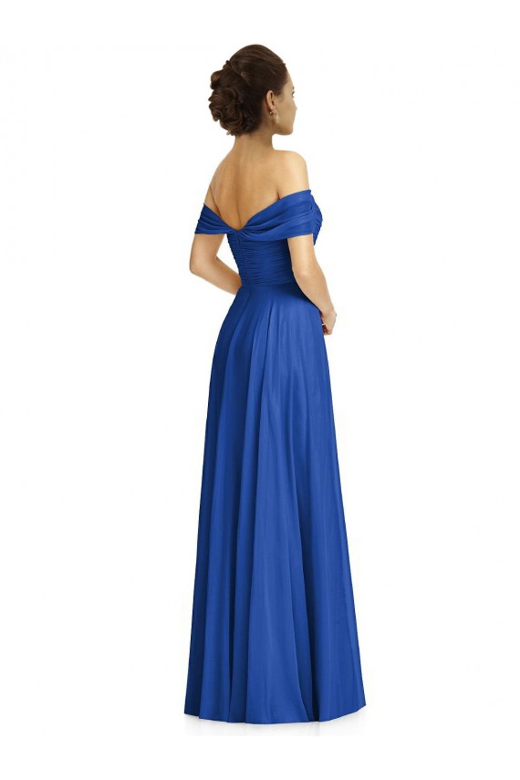 Off the Shoulder Draped Chiffon Maxi Bridesmaid Dress Brisbane