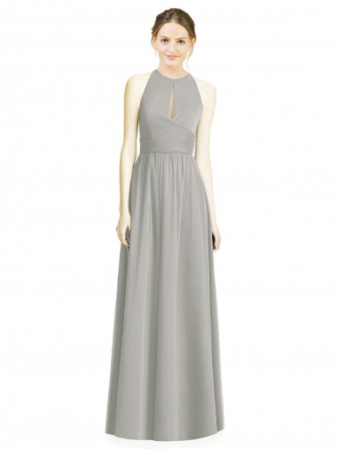 Draped Keyhole Long Chiffon Bridesmaid Dress Brisbane