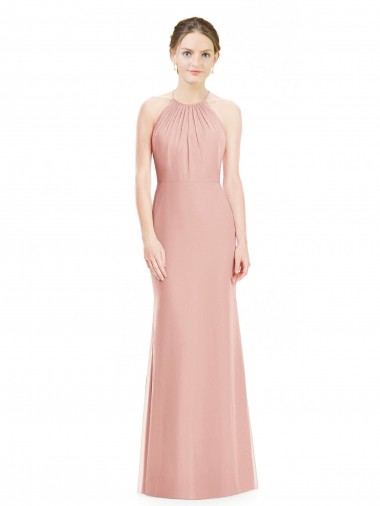 Halter Neck Trumpet Chiffon Bridesmaid Dress Brisbane