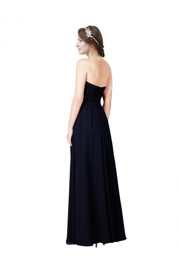 Strapless Chiffon Bridesmaids Dress with a Beaded Lace Sweetheart Bodice Brisbane