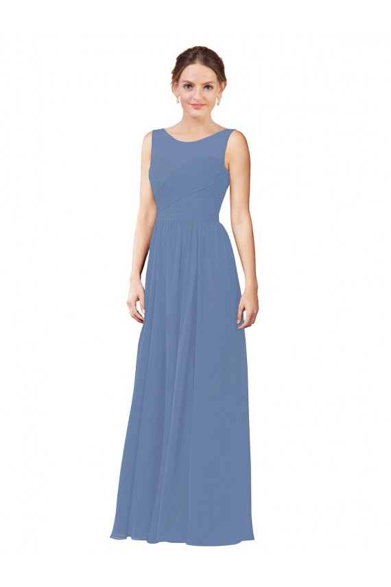 Luxe Chiffon Bridesmaid Dress with Illusion and Sweetheart Neckline Brisbane