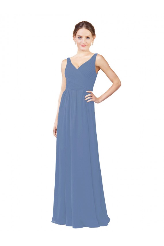 Draped V-Neck Luxe Chiffon Bridesmaid Dress Brisbane