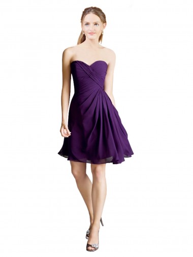 Draped Chiffon Long Sweetheart Cocktail Bridesmaid Dress Brisbane