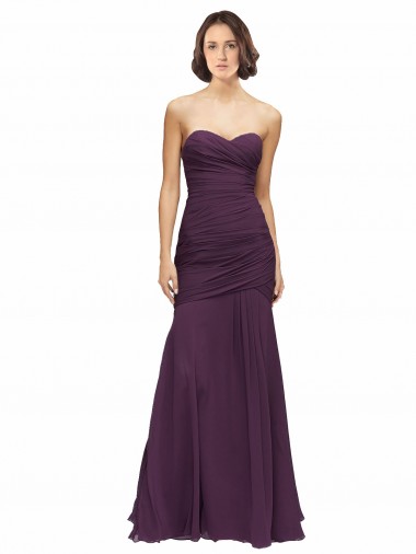 Full Length Chiffon Bridesmaid Dress with Sweetheart Neckline and Ruffles Brisbane