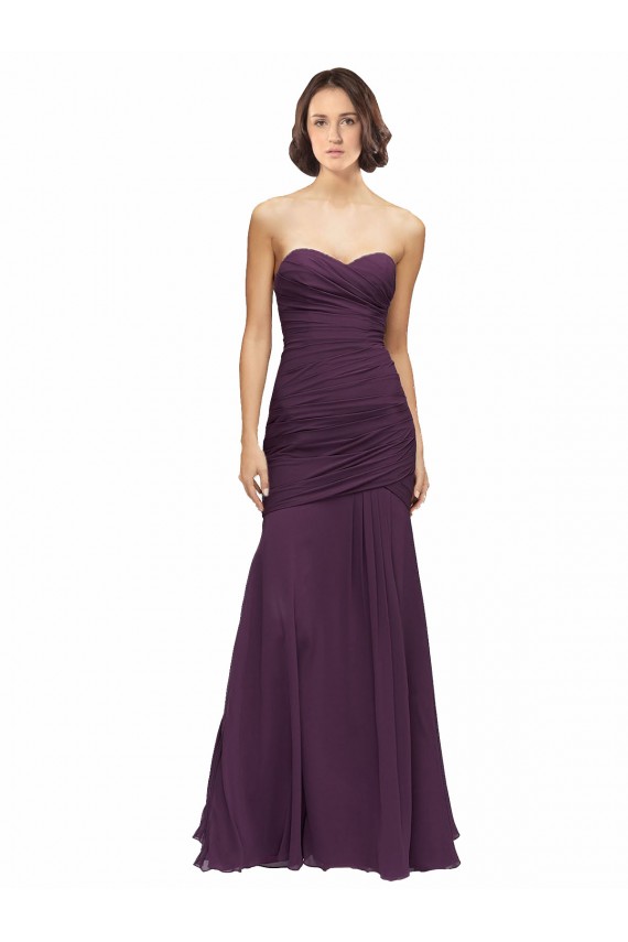 Full Length Chiffon Bridesmaid Dress with Sweetheart Neckline and Ruffles Brisbane