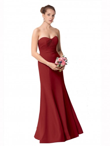 Full Length Sweetheart Chiffon Bridesmaid Dress with Ruched Bodice Brisbane
