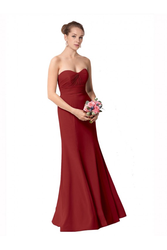 Full Length Sweetheart Chiffon Bridesmaid Dress with Ruched Bodice Brisbane