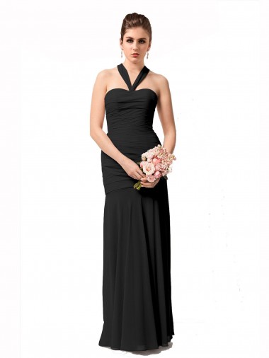 Long Halter Chiffon Bridesmaid Dress with Dropped Waist Brisbane