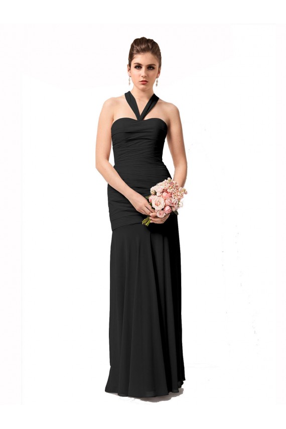 Long Halter Chiffon Bridesmaid Dress with Dropped Waist Brisbane